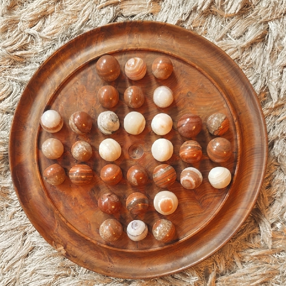 Wooden Solitaire Game Set - Brown